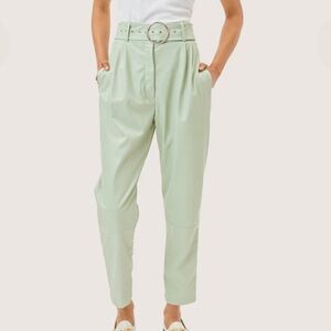 For Love And Lemons Light Green Belted Pants